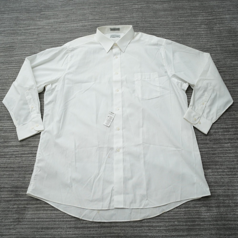 David Taylor Shirt Men White Button Up Vintage Long Sleeve NWT Stained 18 34/35